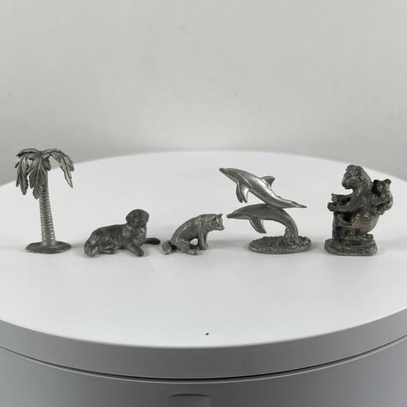 Vintage Wildlife Pewter Figurines Lot Of 5 - Picture 1 of 7
